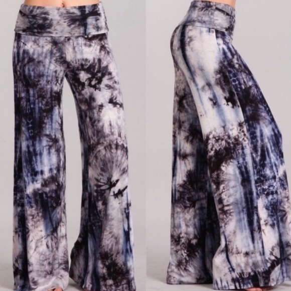 Pants - Plus Size tie dye palazzo pants wide leg 1X 2X 3X